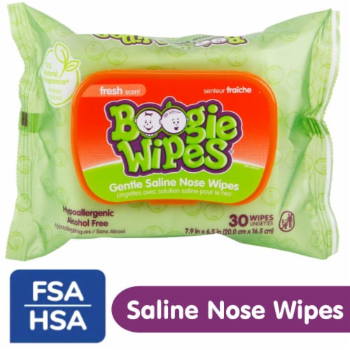 Boogie Wipes® Fresh Scent Gentle Saline Nose Wipes Perspective: front