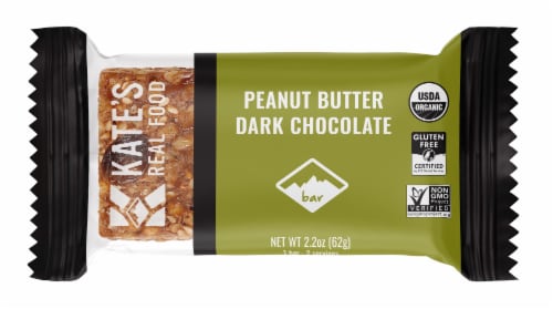 Kate's Real Food Peanut Butter Dark Chocolate Energy bars Perspective: front