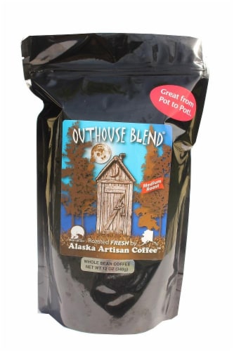Alaska Artisan Coffee™ Outhouse Blend Medium Roast Whole Bean Coffee Perspective: front