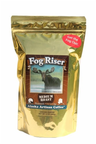 Alaska Artisan Coffee™ Fog Riser Medium Roast Ground Coffee Perspective: front