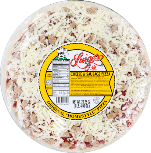 Luige's Original Homestyle Cheese & Sausage Pizza Perspective: front
