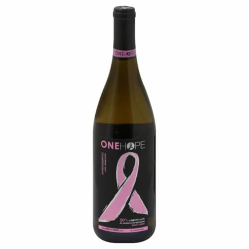 One Hope Chardonnay Breast Cancer Awareness Bottle Perspective: front