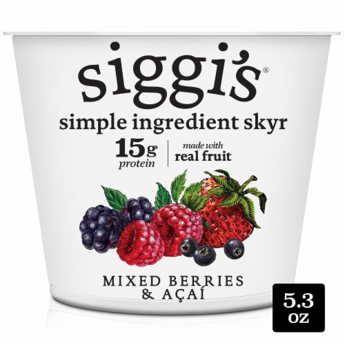 Siggi's™ Mixed Berries & Acai  Nonfat Icelandic Style Skyr Yogurt Cup Perspective: front