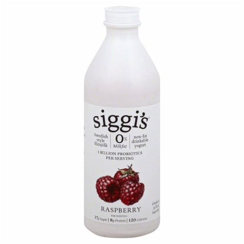Siggi's Raspberry Skyr Probiotic Yogurt Drink Perspective: front