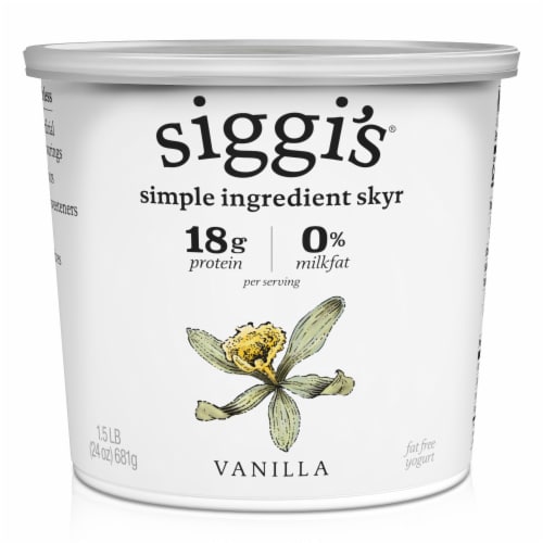 Siggi's Vanilla Nonfat Icelandic Style Skyr Yogurt Tub Perspective: front