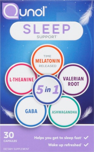 Qunol® Sleep Support Capsules Perspective: front