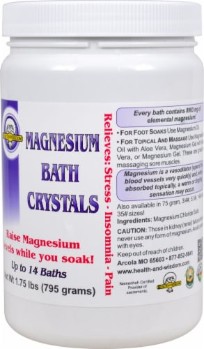 Health and Wisdom Inc. Magnesium Bath Crystals Perspective: front