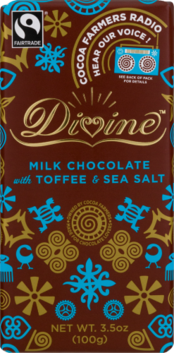 Divine 38% Milk Chocolate with Toffee & Sea Salt Perspective: front