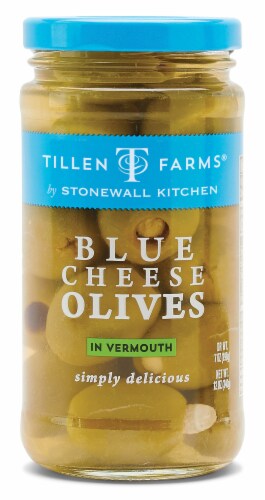 Tillen Farms® Blue Cheese Olives in Vermouth Perspective: front