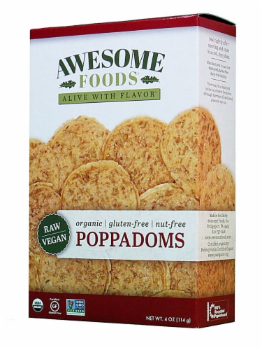 Awesome Foods  Organic Raw Poppadoms Gluten Free Perspective: front