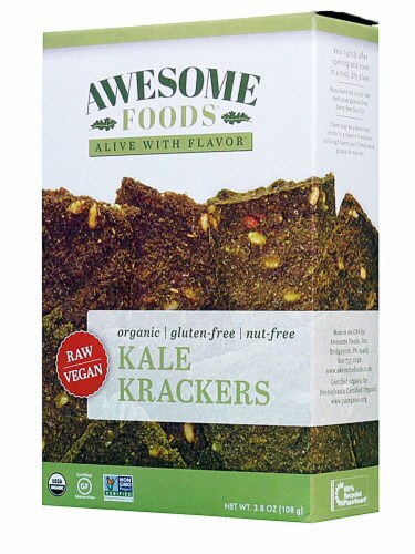Awesome Foods  Organic Raw Kale Krackers Gluten Free Perspective: front