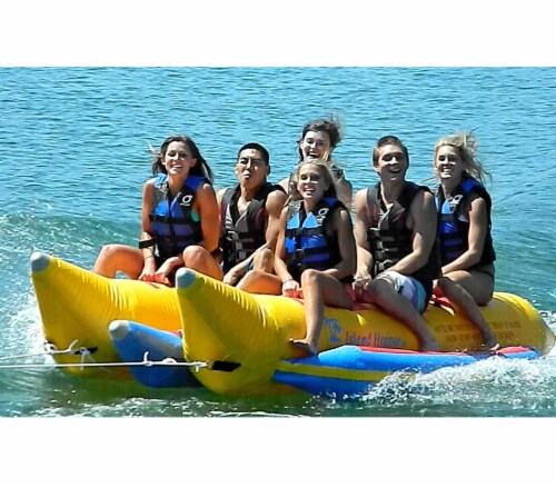 New Island Hopper 6 Passenger 13' Feet In-Line Side-To-Side Seating Banana Boat Perspective: front