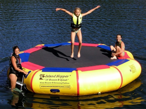 New Island Hopper 13' Bounce N Splash Padded Water Bouncer Perspective: front