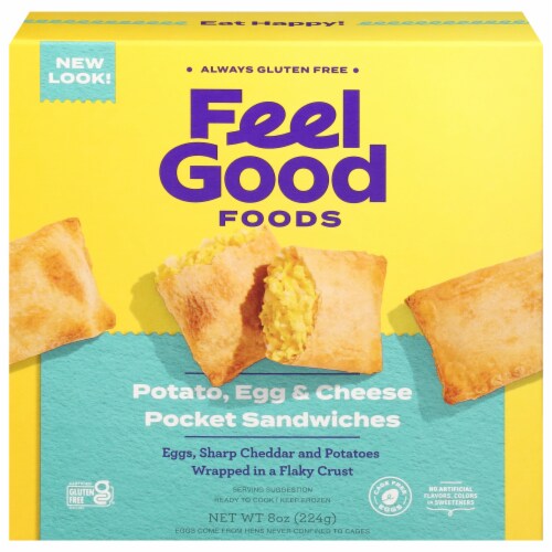 Feel Good Foods Gluten-Free Potato Egg & Cheese Pockets Perspective: front