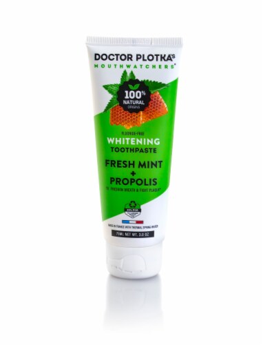 Doctor Plotka's All Natural Propolis + Fresh Mint Whitening Toothpaste Perspective: front