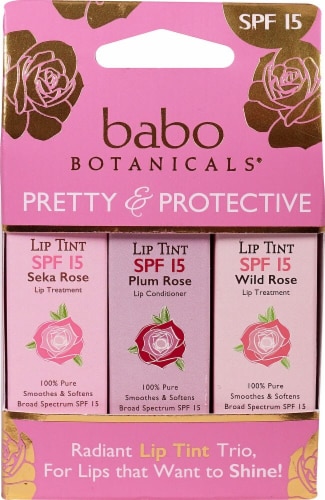 Babo Botanicals SPF 15 Pretty & Protective Lip Tint Trio Perspective: front