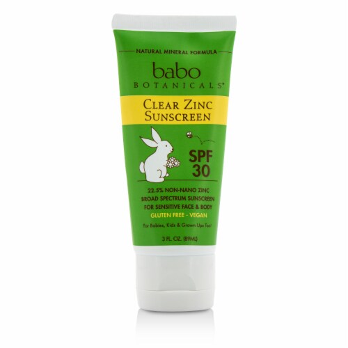 Babo Botanicals Clear Zinc Suncreen SPF 30  For Sensitive Face & Body 89ml/3oz Perspective: front