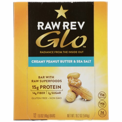 RAW REV  Glo Creamy Peanut Butter & Sea Salt Bars Perspective: front