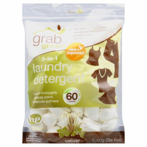 Grab Green Vetiver 3-in-1 Laundry Detergent Pods Perspective: front