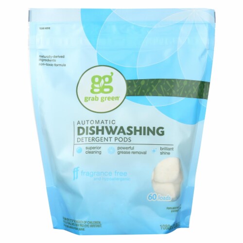 Grab Green Automatic Dishwasher - Fragrance Free - Case of 4 - 60 Count Perspective: front