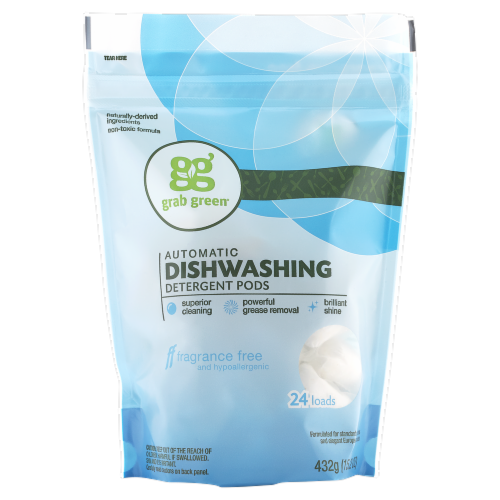 Grab Green Fragrance Free Dishwashing Detergent Pods Perspective: front