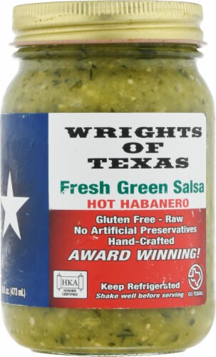 Wrights of Texas Gluten Free Hot Habanero Fresh Green Salsa Perspective: front