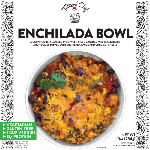 Tattooed Chef™ Riced Cauliflower Enchilada Bowl Frozen Meal Perspective: front