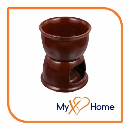 Ceramic Chocolate Fondue Pot / Cheese melting Pot, Color: Brown by MyXOHome Perspective: front