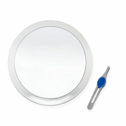 DB Tech Large 8 Suction Cup 10X Magnifying Mirror and Precision Tweezers w Rubberized Grips 10X QFC