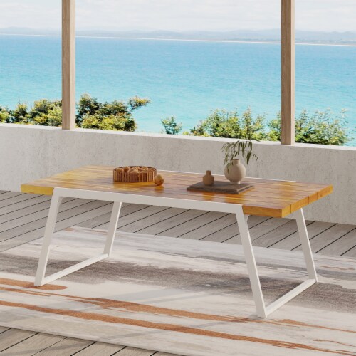 Wood slat dining table discount
