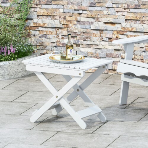 Simplie Fun Outdoor Folding Wooden Side Table White 15 D x 22.75 W x 18.25 H 1 count Foods Co