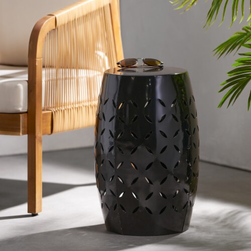 Simplie Fun Black Barrel Shaped Lace Cut Side Table for Patio or Garden 1 count Fry s Food Stores