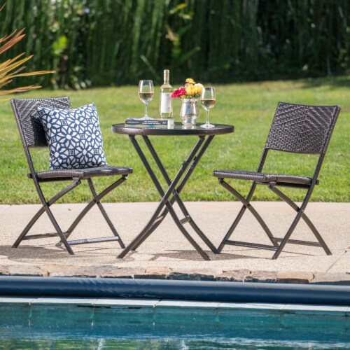 Simplie Fun Chic Folding Bistro Set Woven Chairs Sleek Table Space Saving Design 1 count Kroger