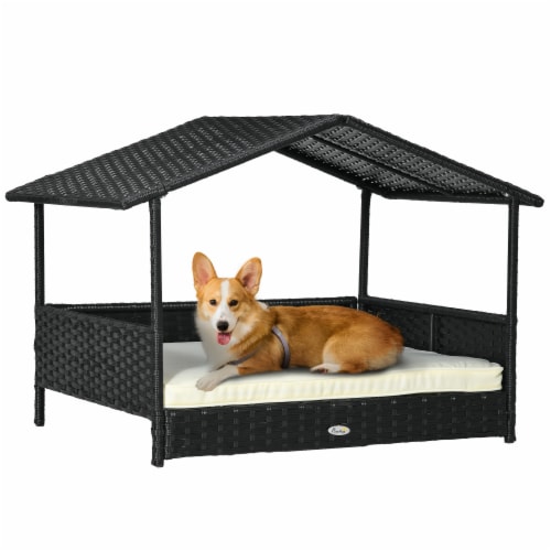 Simplie Fun Outdoor PE Rattan Dog Bed with Canopy Cozy Durable Elevated Retreat 1 count Kroger