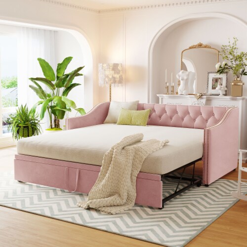 Simplie Fun Twin Size Upholstered daybed with Pop Up Trundle Beige 1 count Fred Meyer