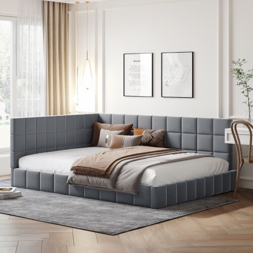 Simplie Fun Full Size Upholstered Daybed Sofa Bed Frame Gray Velvet 1 count Fry s Food Stores