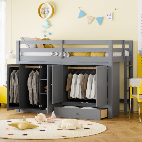 Twin loft bed with dresser underneath hotsell