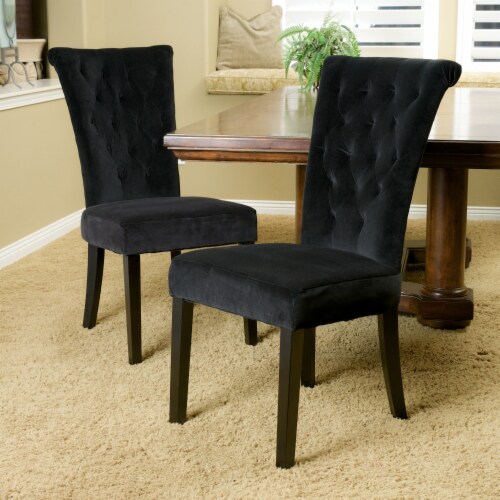 Black velvet chairs dining discount