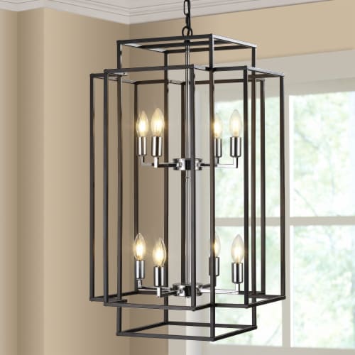 Simplie Fun Adjustable Black Geometric Foyer Pendant Light with Chromed Base 1 count Gerbes Super Markets