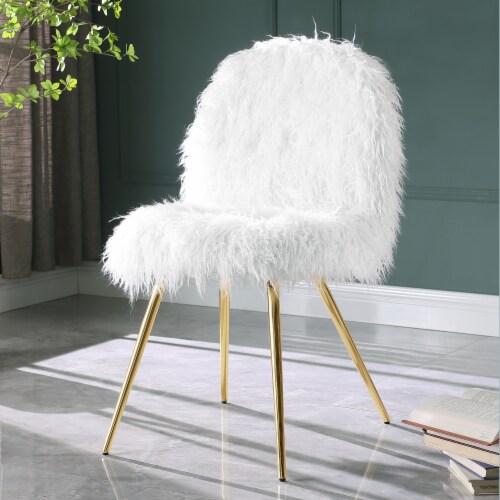 Simplie Fun Faux Fur Accent Chair with Gold Legs 1 count Smith s Food and Drug