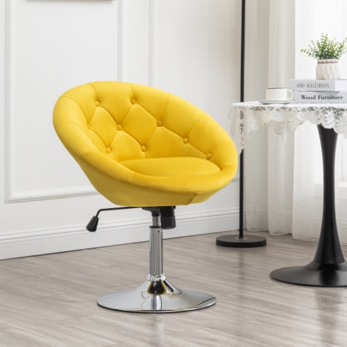 Yellow velvet swivel chair discount