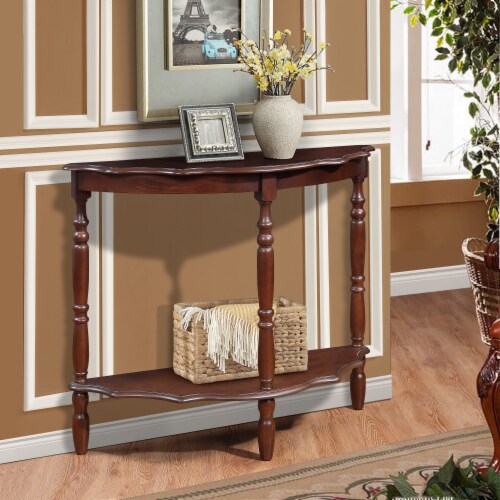 Simplie Fun Rustic Console Table Sturdy Pine Wood Unique Design Open Shelf Storage 1 count Pick n Save
