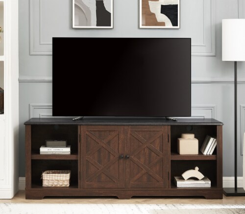 Simplie Fun Espresso Wood 70 TV Stand with Storage and Cable Management for TVs up to 80 1 count Fred Meyer