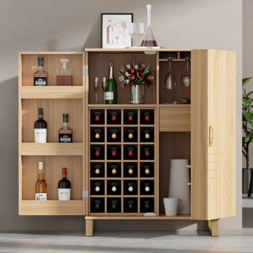 Simplie Fun 42.5 Modern Home Bar Cabinet Carved Wine Cabinet with Storage 1 count Kroger