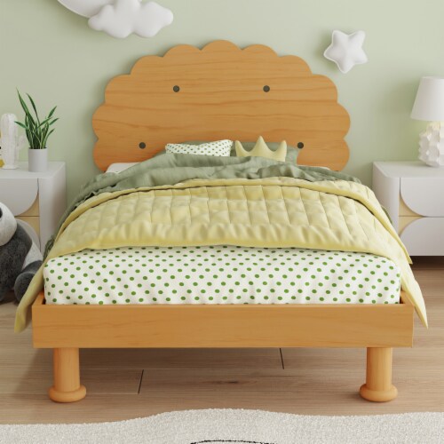 Simplie Fun Kids Cookie Shaped Bed Frame for Boys Girls Twin Size Platform Bed Walnut 1 count Pick n Save