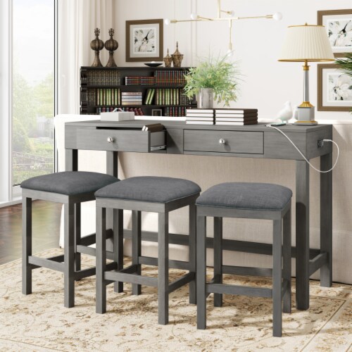 Solid wood space saving bar and stools 2025