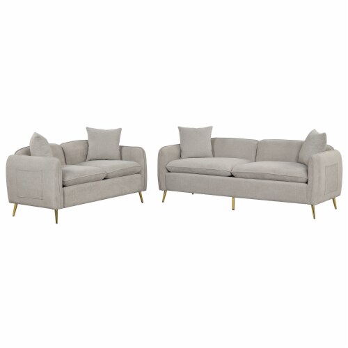 2 Piece Velvet Upholstered Sofa Sets, Loveseat and 3 Seat Couch