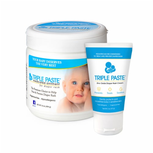 Triple Paste Diaper Rash Cream Variety Pack Includes 16 Oz Jar And 2