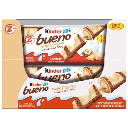 Bueno White Chocolate and Hazelnut Cream Candy Bar, 2 Individually ...
