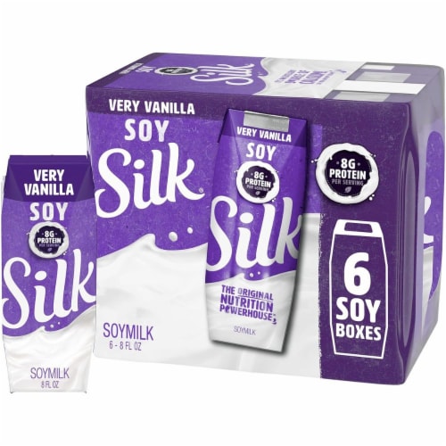 Silk Shelf-Stable Soy Milk Singles, Very Vanilla 8 oz., 6 Pack Perspective: front